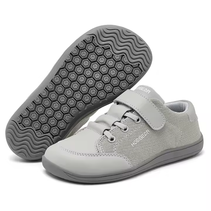 Zapatos De Tobillo Ancho Para Niños HOBIBEAR Zapatillas Minimalistas De Piel Sintética Y Malla Ligera Con Enganche Para Niños Y Niñas - 1