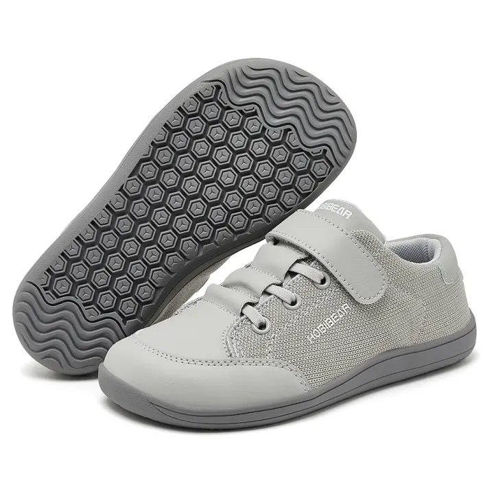 Zapatos De Tobillo Ancho Para Niños HOBIBEAR Zapatillas Minimalistas De Piel Sintética Y Malla Ligera Con Enganche Para Niños Y Niñas - 1
