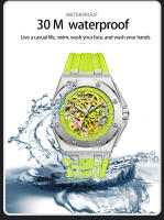 Reloj Deportivo De Lujo ONOLA Para Hombre Resistente Al Agua Con Movimiento Automático De Mezclador Correa De Silicona Display Sin Números Estilo Casual - details 13