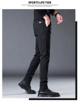 Pantalones Casuales Para Hombre Invierno Terciopelo Grueso Cálido Ajustados Estilo Recto Elásticos Pantalones Largos Para Jóvenes - details 5