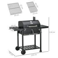 Parrilla de Carbón para Camping with Doble Superficie de Cocción, Rejas Laterales Flexibles, Carro con Estante y Asa Ergónica, Estructura Inxible en Madera de Arce Negro - details 6