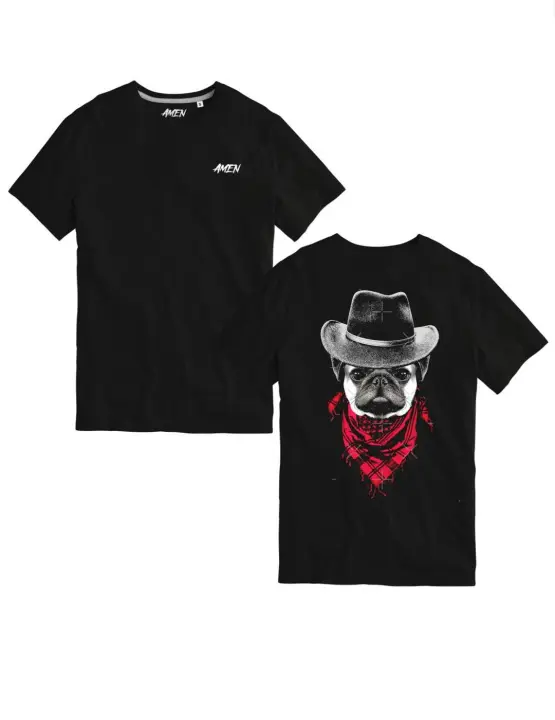 Camiseta A.M.E.N COWBOY Negro Hombre - 1