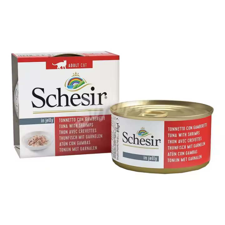 Schesir Lata Gato De Atún Con Gambas En Gelatina 85Gr Pack - 14 X 85 Gr - 1