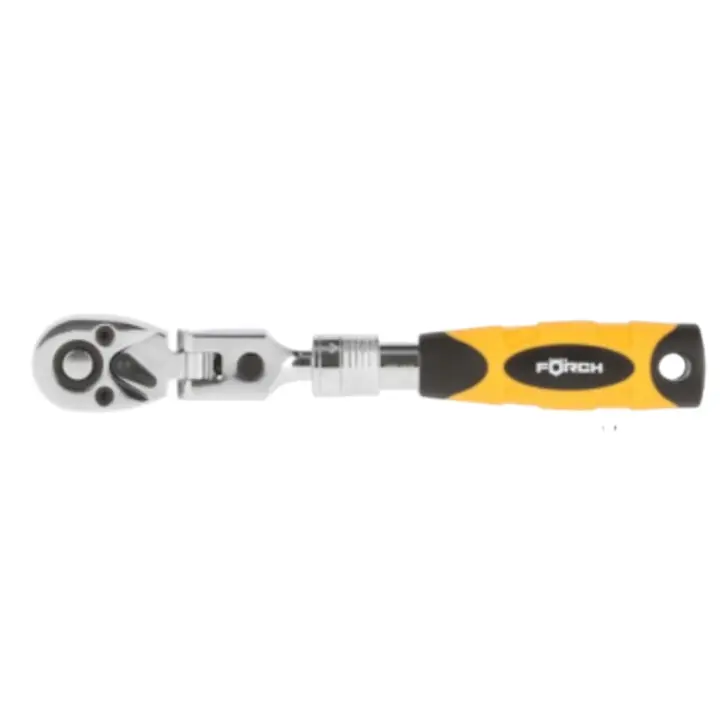 Llave de Carraca Reversible y Articulada con 3 Posiciones 175mm/200mm/225mm para Automoción  -  FORCH Cabeza Articulada con Bloqueo en 10 Posiciones y Dentado Fino  -  Carraca reversible articulada telescópica - Herramienta Extensible con Punto de Bloqueo - 1