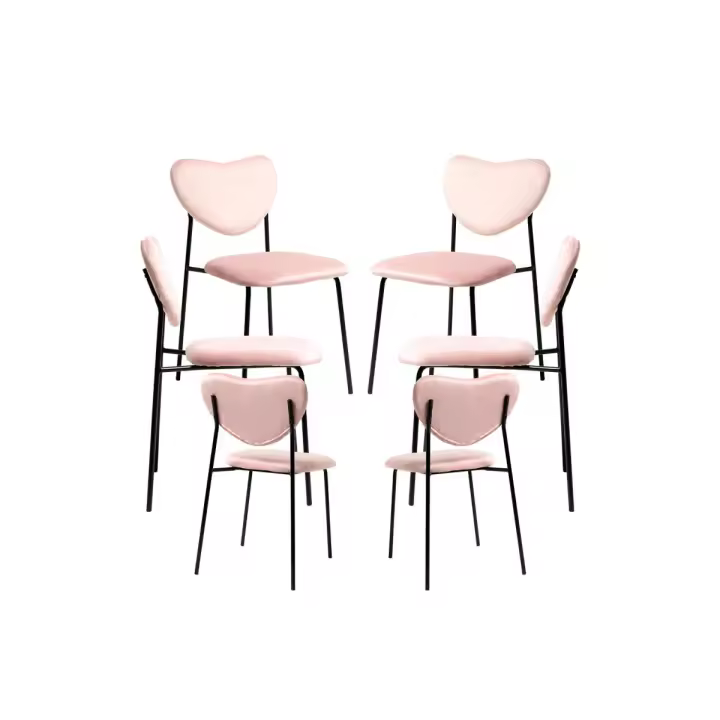 Pack 6 Sillas Cora Black Terciopelo - Rosa - 1
