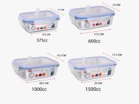 Quttin Set de 3 y 4 Recipientes Herméticos de Vidrio Borosilicato - Fiambreras Rectangulares, Cuadradas y Redondas - 375cc a 1500cc - Válvula para Microondas - Apto Horno, Microondas, Lavavajillas y Congelador - Resistente a Altas y Bajas Temperaturas - details 2