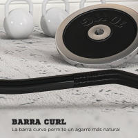 SPORTNOW Barra de Pesas de Acero 120 cm Barra Curl EZ Ø50 mm con 2 Presillas Carga 100 kg Barra Olímpica para los Discos de Ø5 cm Entrenamiento en Gimnasio Casa Negro y Plata - details 3