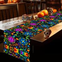 Mantelazul Colorido Con Flores Mexicanas Fiesta De La Muerte Lino Decoración De Mesa Para Cocina Fiesta Banquete - details 4