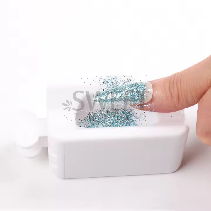 Caja De Almacenamiento Recipiente Portátil Para Uñas Doble Capa Para Reciclar Polvo De Uñas Y Colectar Lentejuelas Y Brillo Herramienta De Manicura DIY En Colores Blanco/Púrpura/Rosa - 1
