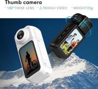 Cámara de acción pulgar, cámara de vlogging portátil de 2.7 K con ángulo de lente de 180°, pantalla IPS HD de 1.47 pulgadas, cámara corporal de montaje magnético para ciclismo, transmisión en - details 1