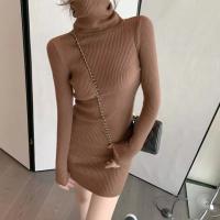 Vestido Bodycon De Térmica Para Mujer HELIAR Con Cuello Alto Y Manga Larga Tejido Grueso Para Otoño E Invierno Vestido De Oficina Con Diseño Sólido - details 17