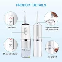 Irrigador Bucales Portatil, Irrigador Dental Portatil Viaje con 4 Boquillas 3 Modos,USB, 220ml Recargable Irrigador limpiador Dientes Agua Presion, IPX7 Impermeable - details 6