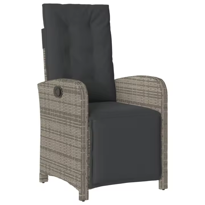 vidaXL Sillón reclinable de jardín con reposapiés ratán sintético gris - 1
