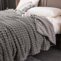 Manta De Punto Elegante Con Cuadros - Cómoda Y Cálida Todo El Año, Faux Peluche De Conejo Hipoalergénico Trae El Confort De Casa - details 11