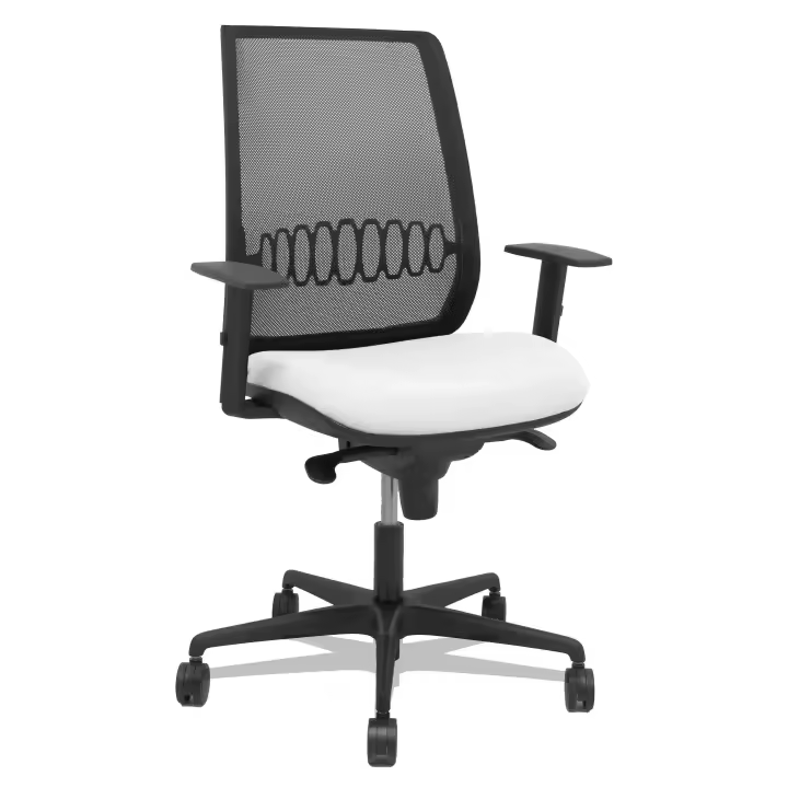 Silla Alares sincro malla negra bali blanco brazo regulable - 1