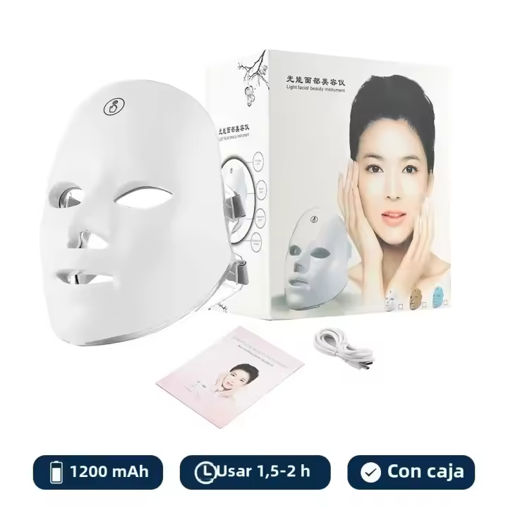 Máscara Facial LED De 7 Colores Terapia De Luz Fotónica Antiarrugas Reafirmante Blanqueador Tratamiento De Acné Cuidado De La Piel - 1