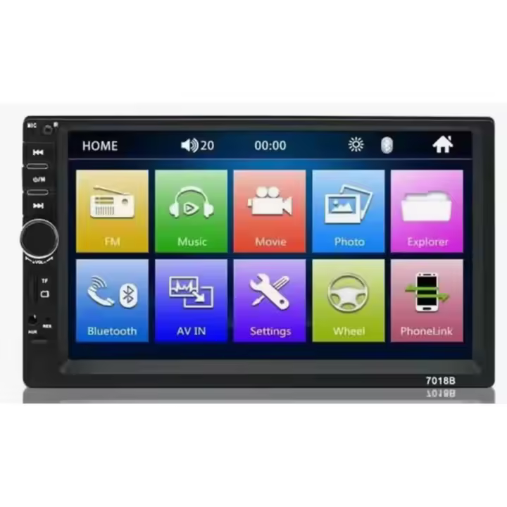 TK Radio de coche Bluetooth 7 pulgadas 2DIN Pantalla táctil 12V reproductor MP5 Estéreo 7018B FM Radio con control remoto Cámara，Sin navegador - 1