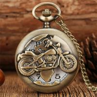 Reloj De Bolsillo De Motocicleta Clásico Vintage Bronce Con Cadena De Collar Reloj De Cuarzo Pendente De Lujo Para Hombres Regalo Ideal - details 0