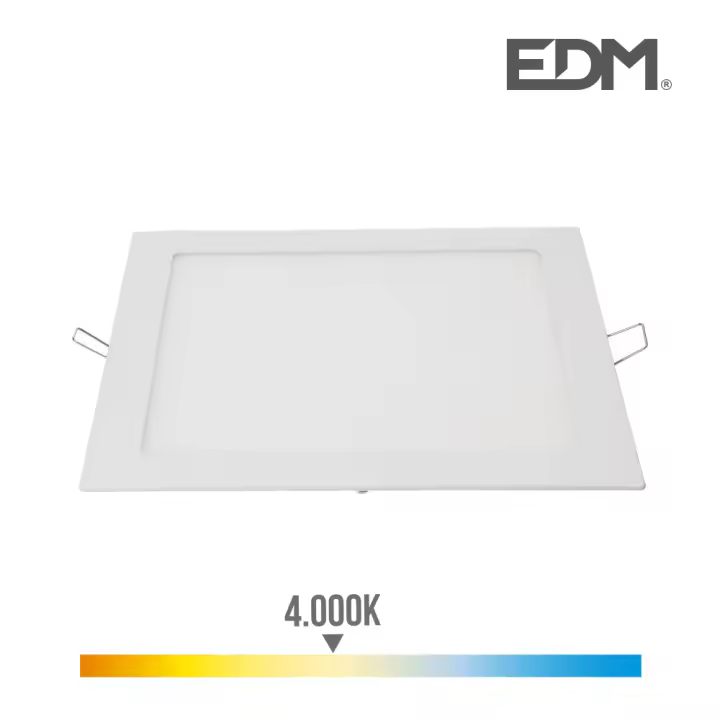 Downlight led empotrable cuadrado 20w luz dia 4000k 1500lm color blanco 22x22cm edm - 1