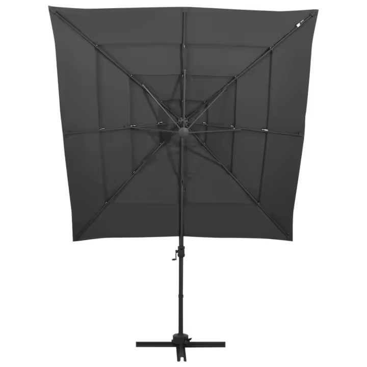 Sombrilla Jardín 4 nivel poste de alarma antracita 250x250 cm - 1