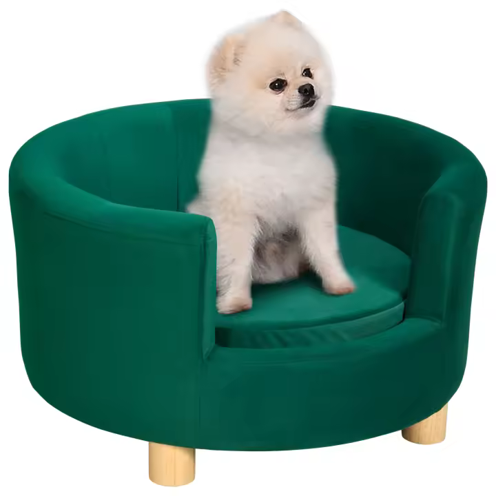 PawHut Sofá para Perros con Funda Suave Cama Redonda para Perros Sofá para Mascotas con Patas de Madera 65 x 64 x 37 cm - 1