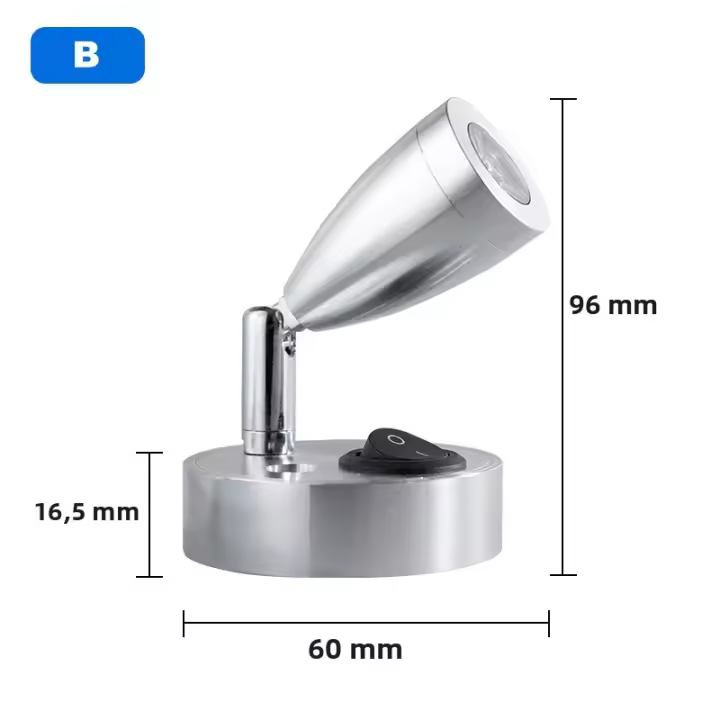 Luz De Lectura LED DC12V Para RV Barco Caravana Camping Luz De Punto Con Interruptor Y Ajuste Aluminio Interior Adaptable - 1