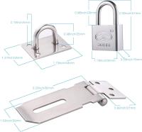 Cerradura de puerta con grapa y candado, cerradura de puerta de 90 grados con llaves y tornillos, cerradura de puerta de jardín de acero inoxidable, cerradura de puerta de dormitorio de seguridad adicional - details 0