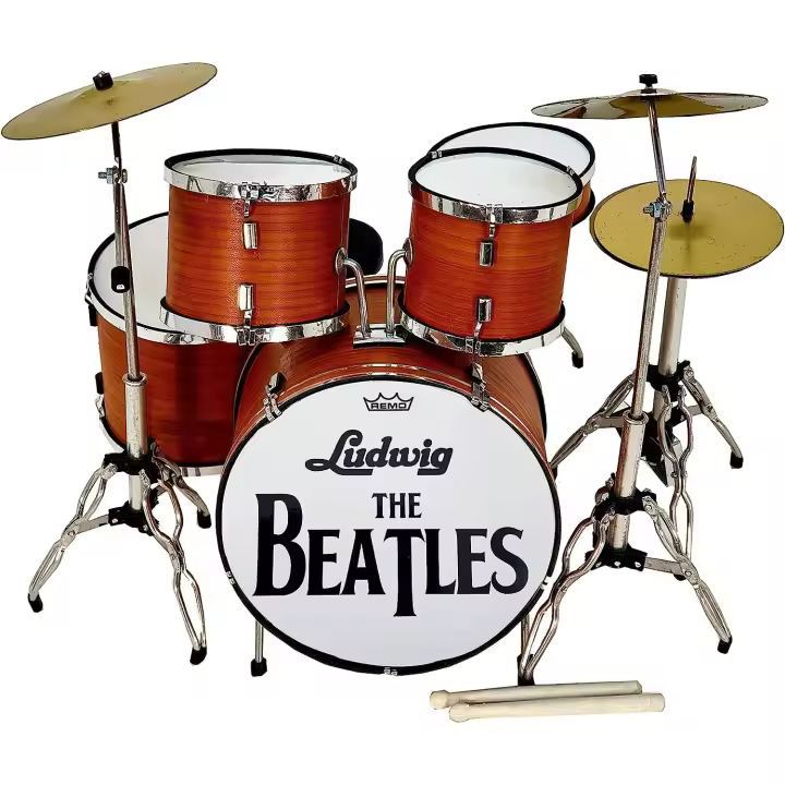 ROCKSTAR MUSIC Rockstar Music - Batería Acústica ADORNO Miniatura The Beatles Nogal Satinado 1:5 - 1