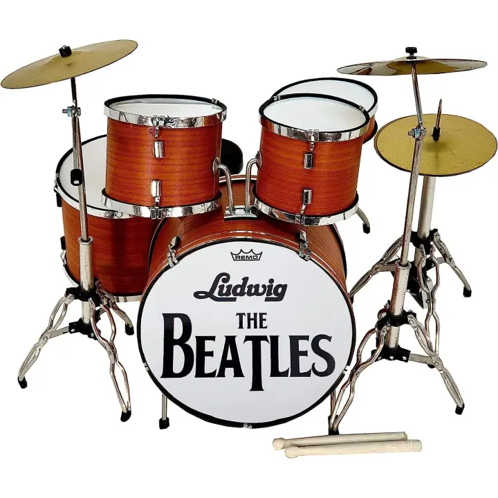 ROCKSTAR MUSIC Rockstar Music - Batería Acústica ADORNO Miniatura The Beatles Nogal Satinado 1:5 - 1