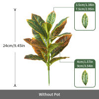 Arbol De Ficus Artificial Tropical Banyan Rama De Planta Falsa Codiaeum Hojas Verdes De Plástico Para Decoración De Jardín Y Hogar Tamaño 24-41cm - details 4