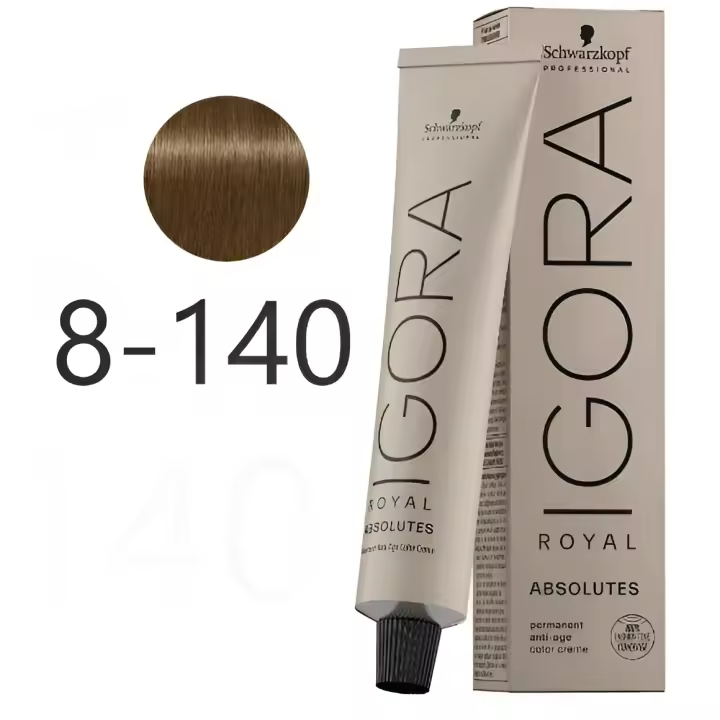 Schwarzkopf IGORA Royal Absolutes 8-140 Rubio Claro Ceniza Beige Natural Cuidado del Cabello 60 ml - 1