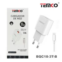 TEMCO Cargador Carga Rapida de Movil para Casa con Cable Tipo C 1m, Cargador USB con Cable opcional CARGADORES DE RED 18W + 1M CABLE TYPE C o Lightning 5V 3A 18W Cargador para Xiaomi Redmi, Huawei, Samsung, Oppo, Oneplus - details 0
