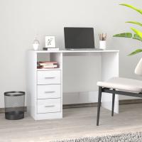 vidaXL Escritorio cajones madera contrachapada 102x50x76 cm en color Blanco/Blanco brillante/Gris hormigón y más | estructura resistente ideal para salón dormitorio o estudio - details 1