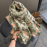Poncho De Cashmere Floral Impresión Para Mujer Bufanda De Lujo Cálida Pashmina Viaje Chal Envoltura Estilo Elegante 2023 - details 2
