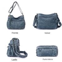 Bolso De Hombro De Lujo Con Varios Bolsillos En Cuero PU Suave Para Mujer Bolso Cruzado Vintage Bolsa De Compras Sac a Mains - details 1