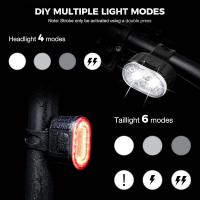 Juego De Luces Delanteras Y Traseras Para Bicicleta USB Recargable Lámpara De Cabeza LED Impermeable Luces De Bicicleta MTB Accesorios De Bicicleta - details 6