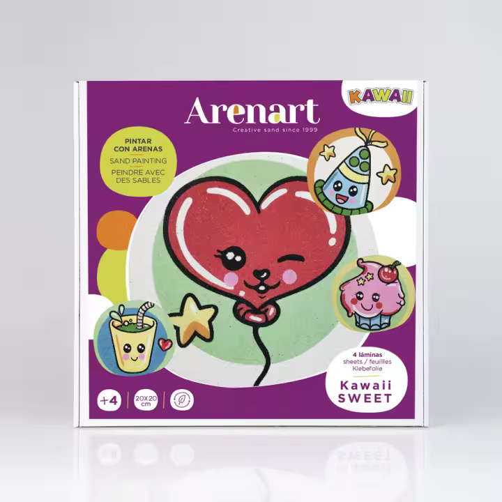 Kit completo para pintar con arenas de colores 4 láminas, kawaii Dulces - 1