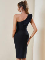 Vestido Bandage Bodycon De Encaje Con Volantes Y Diamantes De Hombro Solo Para Fiesta De Coctel Sexy Y Club De Mujer - details 3