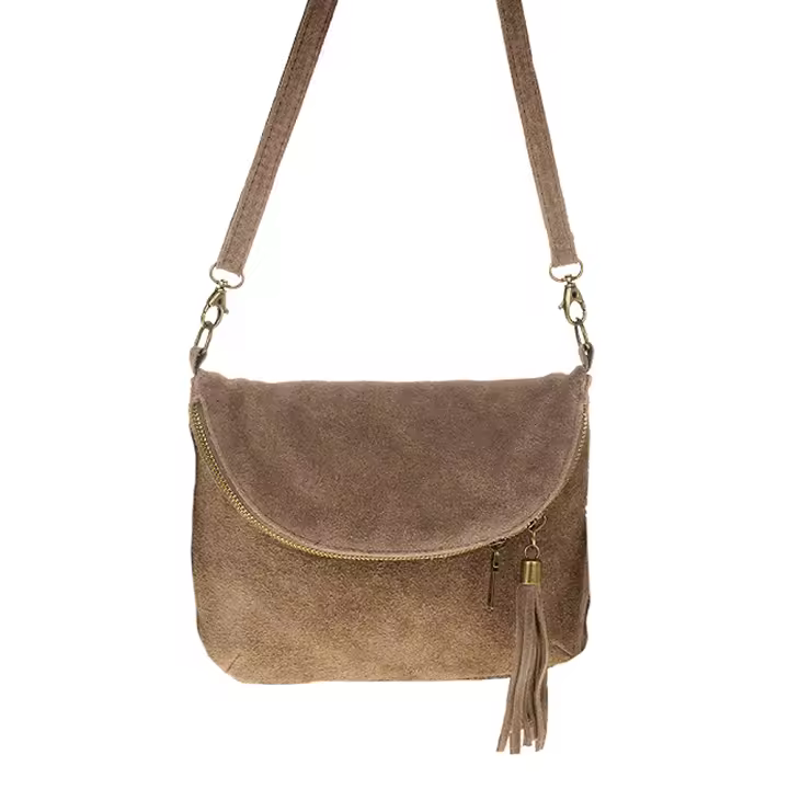 Firenze Artegiani. Cenerente Bolso bandolera Mujer.Piel auténtica Gamuza  . Made in Italy. Vera Pelle Italiana. - 1
