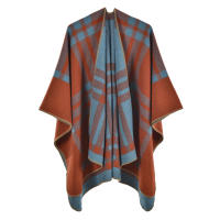 Chal clásico para dama, combinable con todo, para las cuatro estaciones, de imitación de cachemira gruesa, con cuadros divididos, capa de pasarela - details 6