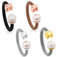 Braided open ring for girls, fashionable design, adjustable ring, sterling silver ring for women, bear and pearl design, versatile, size open 53/56mm - details 0