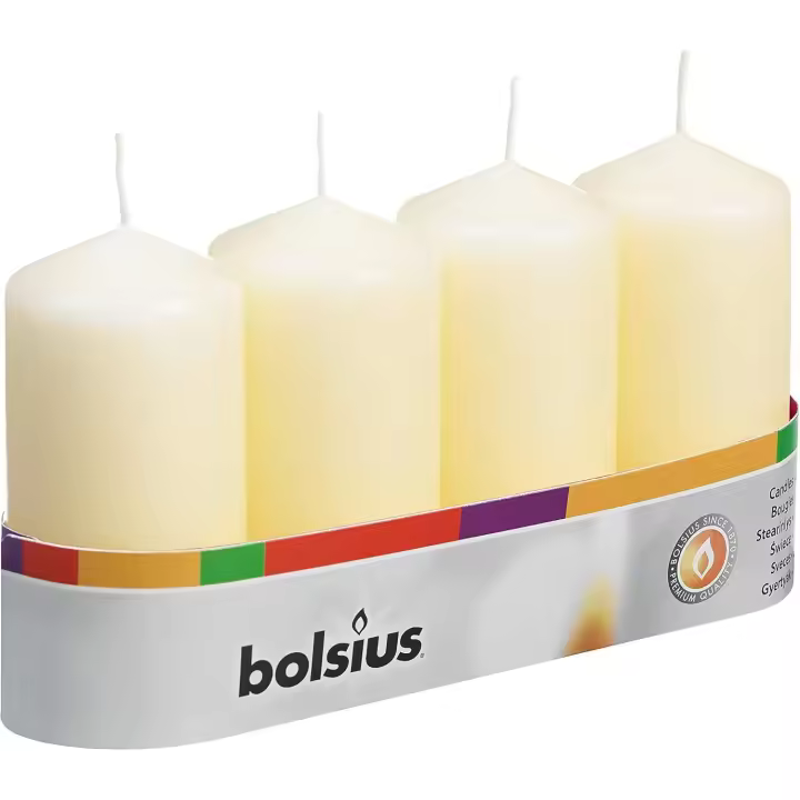 Bolsius Smooth Pillar Candles - Set of 4 - Red - 100x48 mm - Decorative Candles - Long Burning Time - Unscented - with Natural Plant Wax - Without Palm Oil - 1