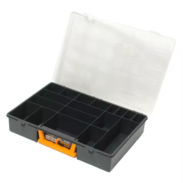 Maletin organizador plastico 18 compartimentos 360x252x64 mm. caja almacenaje, malentin organizador, organizador plastico - 1