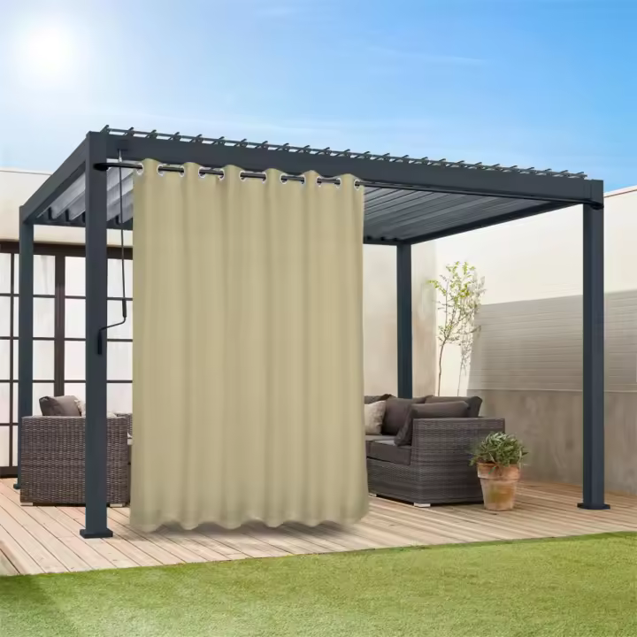 Cortina De Puerta Impermeable Para Exterior 1 Pieza Para Porche Pergola Cabana Patio Con Grommets Alta Sombría Moderna - 1