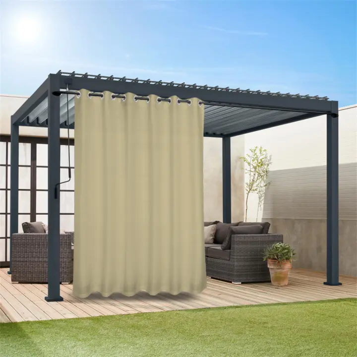 Cortina De Puerta Impermeable Para Exterior 1 Pieza Para Porche Pergola Cabana Patio Con Grommets Alta Sombría Moderna - 1