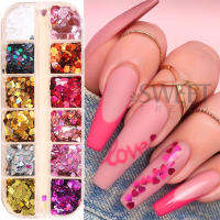 12 Grillas De Brillo De Uñas En Forma De Corazón Sequinias Holo Iridescentes Para Año Nuevo Y San Valentín BERX04 - details 1