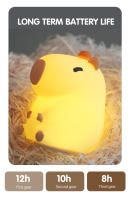 Lámpara De Noche De Silicona Capibara Para Niños Luz De Dormitorio Recargable Por USB Decoración Animal Táctil Para El Lecho - details 9