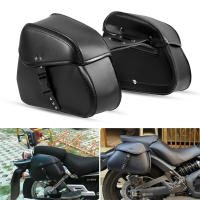 Par De Bolsas De Sillín Para Motocicleta En Cuero PU Negro Impermeable Almacenamiento Lateral Equipaje De Viaje Para Suzuki/Yamaha/Honda - details 0