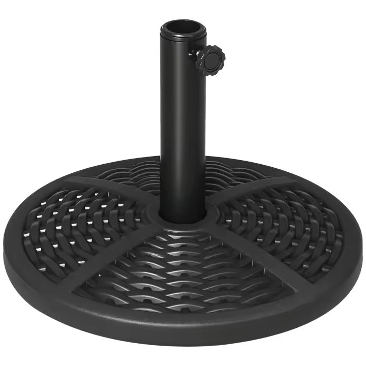 Outsunny Base de Sombrilla Redonda Soporte para Parasol con Relleno de Cemento Peso 9,5 kg para Poste de Parasol de Ø38/48 mm Negro - 1