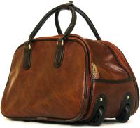 Coshano Bolsa de viaje CUERO FAUX MARRON unisex maleta con ruedas mediana para damas y caballeros - details 0
